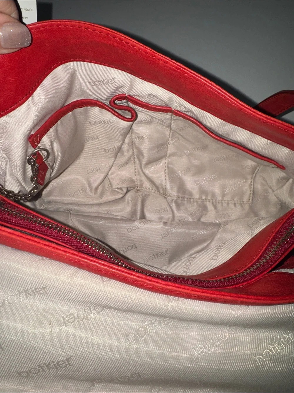 BOTKIER Charlotte Red Lambskin Leather Satchel Shoulder Bag Silver Hardware EUC
